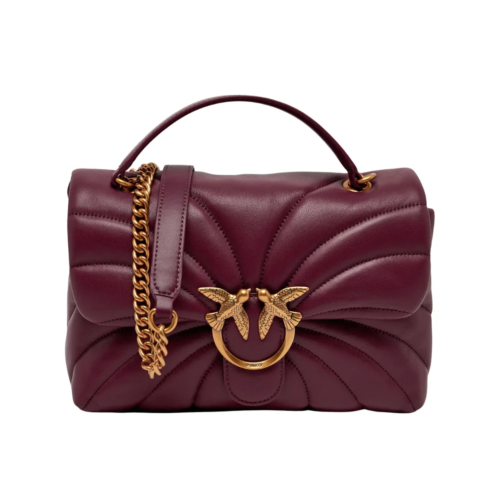 PINKO Bordowa listonoszka damska pikowana Love Puff Classic CL Butterfly