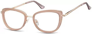 Okulary korekcyjne, oprawki, szkła - Sunoptic Okulary oprawki korekcyjne kocie oczy zerówki flex MTR-99D różowo-złote - grafika 1