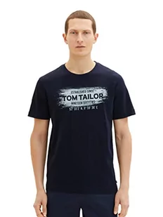 TOM TAILOR Męski T-shirt z nadrukiem logo, 10668 - Sky Captain Blue, M - Koszulki męskie - miniaturka - grafika 1