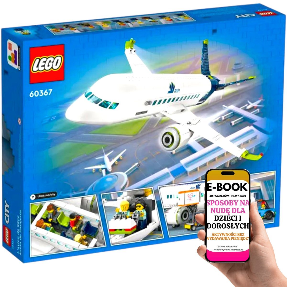 LEGO PREZENT NA ŚWIĘTA LEGO® City Samolot pasażerski z realistycznym wnętrzem i akcesoriami Dla Chłopca + EBOOK-3