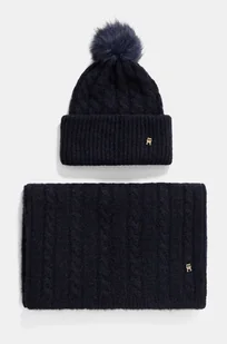 Tommy Hilfiger komplet kolor granatowy AW0AW17158 - Czapki damskie - miniaturka - grafika 1