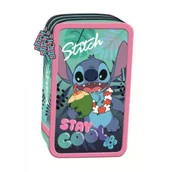 Piórniki - St. Majewski Piórnik szkolny potrójny z wyposażeniem Stitch Stay Cool - miniaturka - grafika 1
