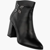 Botki damskie - Botki Damskie Ekoskóra Buty Ocieplane Eleganckie Na Słupku Czarne GOODIN Czarny 40 - Goodin - miniaturka - grafika 1