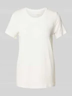 Koszulki i topy damskie - T-shirt z prążkowanym okrągłym dekoltem - miniaturka - grafika 1