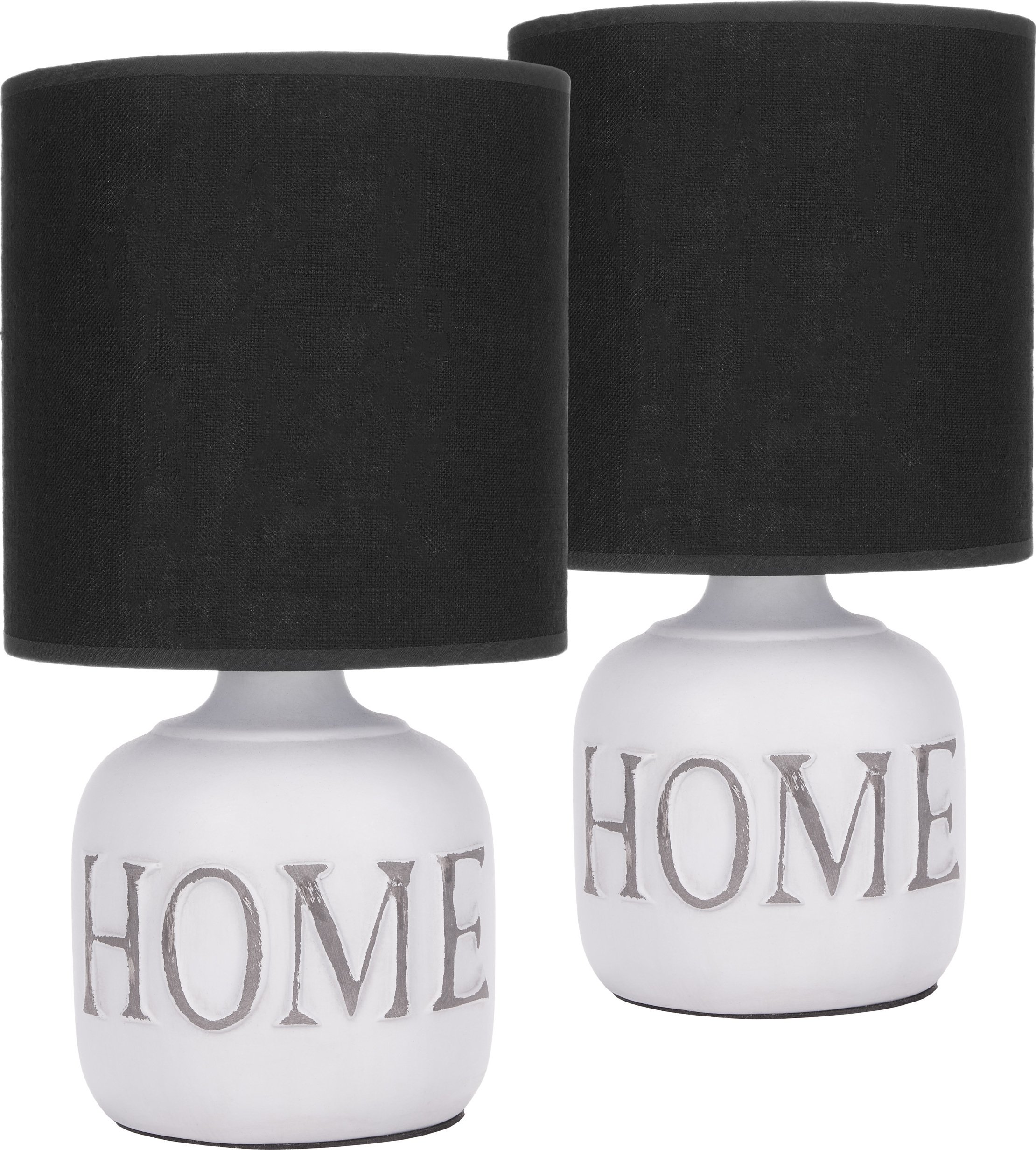 BRUBAKER zestaw 2 lamp stołowych lub nocnych Home - Lampy stołowe z ceramiczną podstawą i kloszem z tkaniny - 30,5 cm wysokości, biało-szary