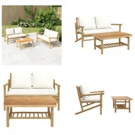 Meble ogrodowe - vidaXL 2-częściowy zestaw wypoczynkowy do ogrodu z kremowo-białymi poduszkami bambusowymi - Zestaw wypoczynkowy do ogrodu - Zestawy wypoczynkowe do ogrodu - Zestaw wypoczynkowy - Zestaw wypoczynkowy na taras - miniaturka - grafika 1