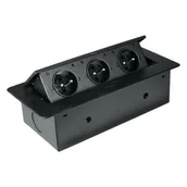 Przedłużacze i rozgałęźniki - Listwa przedłużacza wpuszczana w blat 3 gniazda czarna - miniaturka - grafika 1