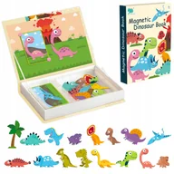 Zabawki interaktywne dla dzieci - Układanka Magnetyczna Puzzle Montessori 64 El. Dinozaury Książka Edukacyjna - miniaturka - grafika 1