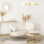 Sofy i kanapy - Sofa ZENDAYA Dwuosobowa Kremowa Muszelka Glamour do Salonu - miniaturka - grafika 1