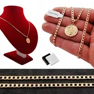 Biżuteria dla dzieci - ZŁOTY ŁAŃCUSZEK PANCERKA+MATKA BOSKA 18K 45CM 3MM - miniaturka - grafika 1