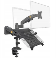 Uchwyty do monitorów - H180-FP Podwójny Ergonomiczny uchwyt biurkowy do laptopa i monitora Regulacja 3D - miniaturka - grafika 1