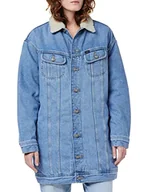 Kurtki damskie - WHITELISTED Damska kurtka Elongated Sherpa Rider Denim Jacket, Day USE, XXL - miniaturka - grafika 1