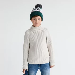 Swetry dla chłopców - Reserved - Gruby sweter z golfem - Kremowy - grafika 1
