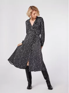 Sukienki - Simple Sukienka koszulowa SUD512-01 Czarny Regular Fit - grafika 1