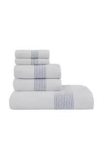 Podarunkowy zestaw ręczników AQUA, 5 szt Biały / niebieski haft Zestaw (2szt. ręcznik 33x33cm, 2szt. ręcznik 45x90cm, ręcznik 75x150cm) - Ręczniki Podarunkowy zestaw ręczników AQUA, 5 szt Biały / niebieski haft Zestaw (2szt. ręcznik 33x33cm, 2szt. ręcznik 45x90cm, ręcznik 75x150cm) - Ręczniki - miniaturka - grafika 1