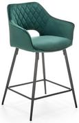 Taborety i hokery - Hoker, krzesło barowe H107 velvet ciemny zielony - miniaturka - grafika 1