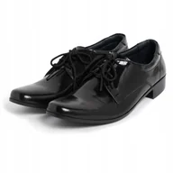 Półbuty męskie - Buty Męskie Galowe Lakierki Półbuty Czarne Skórzane Eleganckie Wojskowe 43 - miniaturka - grafika 1