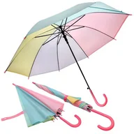 Parasole - Parasol pastelowy tęczowy dla dzieci różowy uchwyt czarne druty - miniaturka - grafika 1