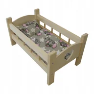 Domki dla lalek - ŁÓŻECZKO DREWNIANE GRAWER SERCE + POŚCIEL SŁONIKI - miniaturka - grafika 1