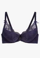 Biustonosze - Granatowy Koronkowy Biustonosz Push-Up Telovia - Renee - miniaturka - grafika 1