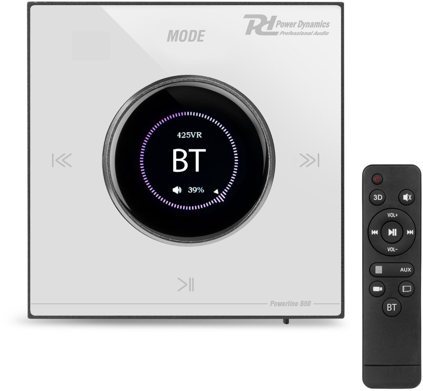 Wzmacniacz audio Powerline B50W do montażu w ścianie BT/LCD, biały one size