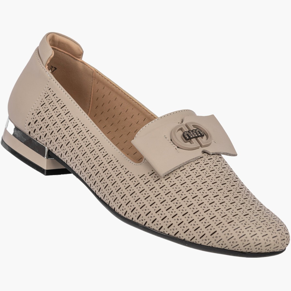 Mokasyny Damskie Skórzane Buty Ażurowe Eleganckie Półbuty Komfortowe Beżowe 36