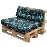 Poduszki ogrodowe - Poduszki Ogrodowe Pikowane Na Euro Palety 120X40 - Czarne W Zielone Liście - miniaturka - grafika 1