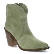 Botki damskie - Zielone Botki Carinii Kowbojki Na Obcasie - miniaturka - grafika 1