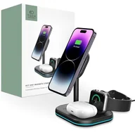 Ładowarki do telefonów - Ładowarka indukcyjna Tech-Protect Qi15W A27 3w1 Magnetic Magsafe Wireless Charger, czarna - miniaturka - grafika 1