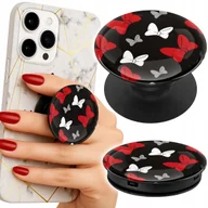 Uchwyty samochodowe do telefonów - Uchwyt do telefonu Popsocket na palce/stojak KOKARDKI CZERWONO BIAŁE MYSZKA - miniaturka - grafika 1