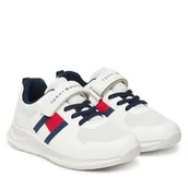 Buty dla chłopców - Sneakersy Tommy Hilfiger Flag Low Cut Lace-Up/Velcro T1X9-34369-1843 S Biały - miniaturka - grafika 1