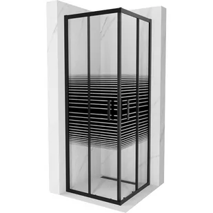 Mexen Rio kabina prysznicowa kwadratowa 70x70 cm, pasy, czarna - Kabiny prysznicowe - miniaturka - grafika 1
