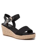 Espadryle damskie - Tommy Hilfiger Espadryle Th Textured Low Wedge Sandal FW0FW06555 Czarny - miniaturka - grafika 1