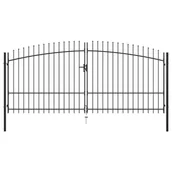 Akcesoria do ogrodzeń - vidaXL Brama dwuskrzydłowa z grotami, 400 x 225 cm - miniaturka - grafika 1