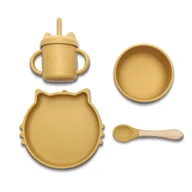 Zestawy naczyń dla dzieci - Zestaw do Karmienia 4el Silikonowy Antypoślizgowy Bpa Free Lorelli Żółty - miniaturka - grafika 1