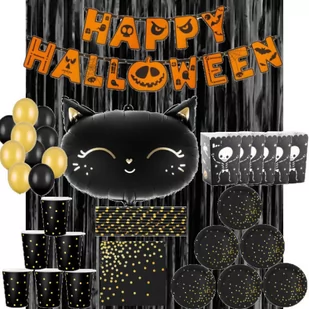 Zestaw baner halloween dla 6 osób talerzyki kubeczki - Halloween - miniaturka - grafika 1
