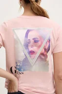 Koszulki sportowe damskie - Guess t-shirt damski kolor różowy W4BI13 KCJI0 - miniaturka - grafika 1