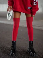 Skarpetki męskie - Zakolanówki bawełniane damskie gładkie -37-41 - miniaturka - grafika 1