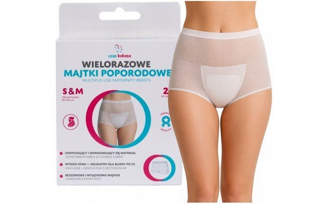 WIELORAZOWE MAJTKI POPORODOWE S/M 2szt SIATECZKOWE CZAS BOBASA