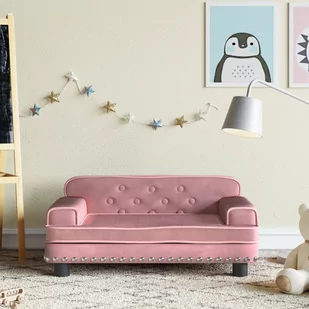 vidaXL Sofa dla dzieci, różowa, 70x45x30 cm, aksamit - Meble do sypialni - miniaturka - grafika 1