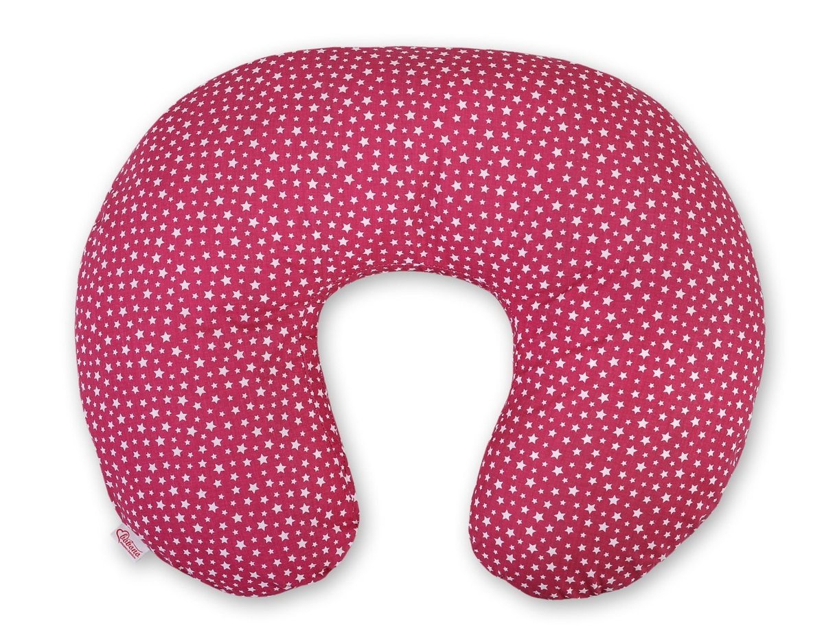 Poduszka rogal do karmienia fasolka rozbieralna - gwiazdki bordowe