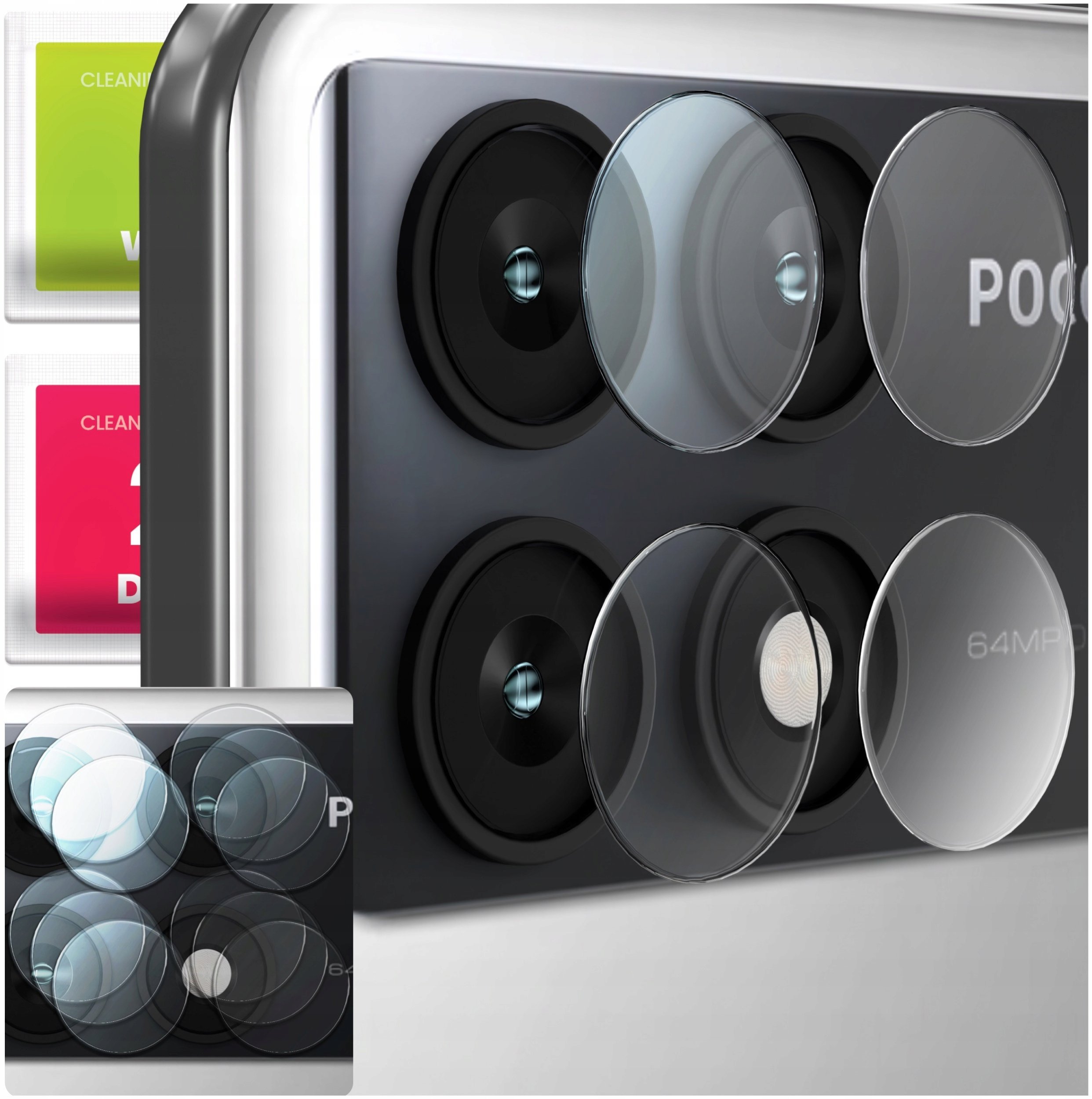 3-PAK Szkło Na Aparat Do Xiaomi Poco X6 Pro 5G Hartowane, Na Obiektyw, 9H