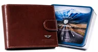 Portfele - Skórzany portfel męski Peterson na zatrzask elegancki na karty z ochroną RFID, brązowy - miniaturka - grafika 1