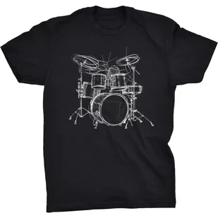 Drummer Sketch Koszulka Dla Muzyka Perkusisty - Koszulki męskie - miniaturka - grafika 1