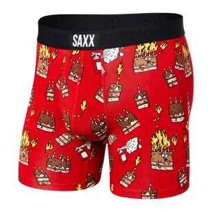 Bokserki męskie szybkoschnące SAXX VIBE Boxer Brief płonące torty - czerwone - Majtki męskie - miniaturka - grafika 1