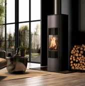 Piece wolnostojące - Kratki Piec wolnostojący stalowy KOZA AB ENYO R Wysoka 5,5 kW Ø 100/150 - miniaturka - grafika 1