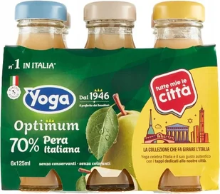 Sok z gruszek przecierowy Yoga 6x125 ml szklane butelki włoski - Soki i napoje niegazowane - miniaturka - grafika 1