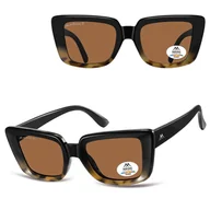 Okulary korekcyjne, oprawki, szkła - Damskie okulary przeciwsłoneczne kocie z polaryzacją MP193A czarny/panterka - miniaturka - grafika 1