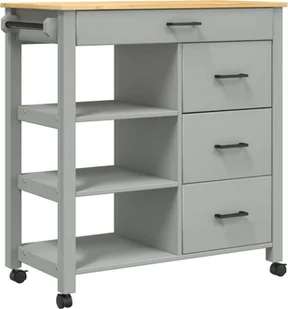 vidaXL Wózek kuchenny MONZA 84x40x90 cm lite drewno sosnowe - Wózki kuchenne - miniaturka - grafika 1