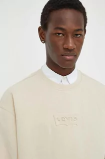 Bluzy męskie - Levi's bluza bawełniana męska kolor beżowy z nadrukiem - grafika 1